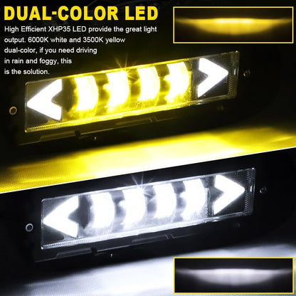 ya 7 8.24 baidi 6inch LED Driving Light Bar Spot Flood Work Fog Pod Offroad ATV SUV Yellow+White