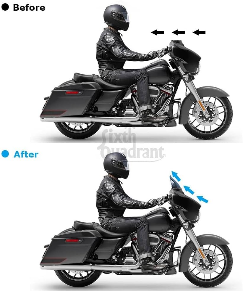 ya 23 10.7 baidi 6 Light Smoke Wave Windshield Windscreen for Harley Touring Electra Glide 96-13a