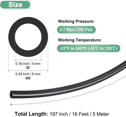 ya 14 9.20 baidi 5 Meter Nylon Hose Tube, 4x6mm(IDxOD) PA6 Pneumatic Air Tubing Black-1