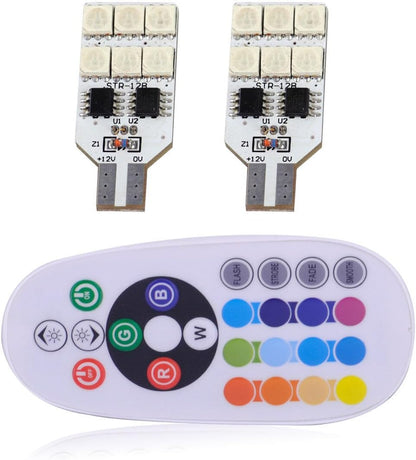 ya 4 8.14 Pack RGB 5050 12 LED Car Interior Dome Reading Light Bulb Remote Control 16 Colors 