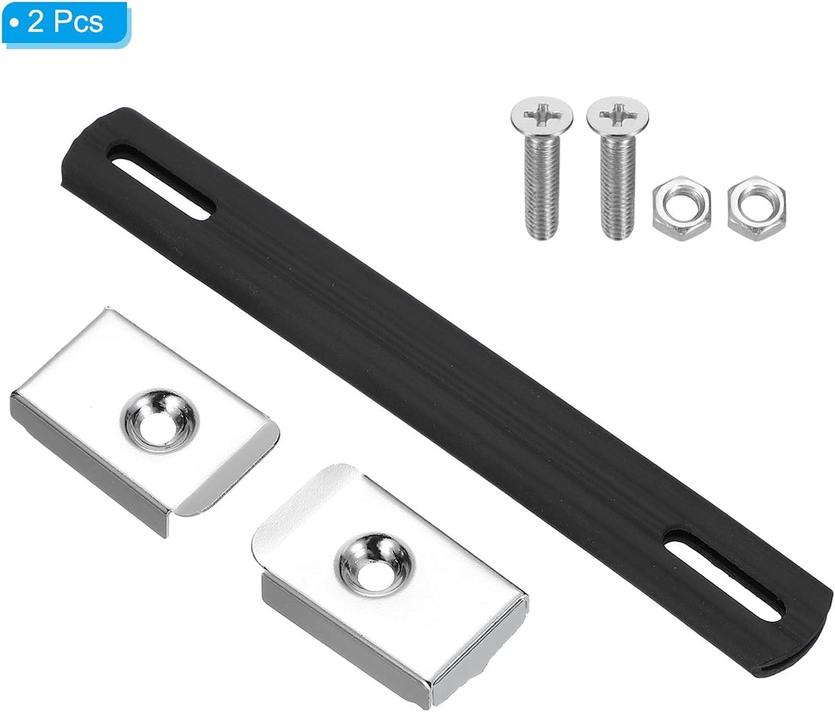 ya 26 10.21 baidi 2Pcs 6.3 Inch Rubber Handle Strap Replacement with Metal End Caps, Silver Tone-2