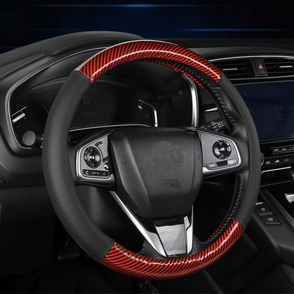 ya 28 10.13 zhengce Carbon Fiber Steering Wheel Cover 14.5''-15'' Universal Waterfroof Anti-Sl