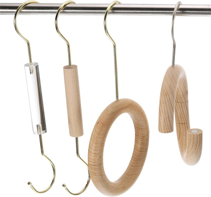 ya 26 10.21 baidi 4.7 Inch Scarf Ring Hanger Wooden Circle Scarf Holder, 15cm Length Hook Gold