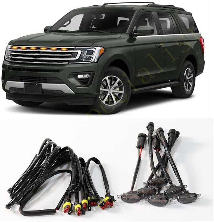 ya 4 8.10 6pcs for Ford Expedition 2018-2021 Car Front Grille LED Light Raptor Style Trim