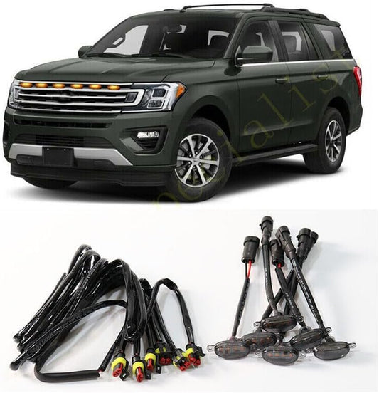 ya 4 8.10 6pcs for Ford Expedition 2018-2021 Car Front Grille LED Light Raptor Style Trim