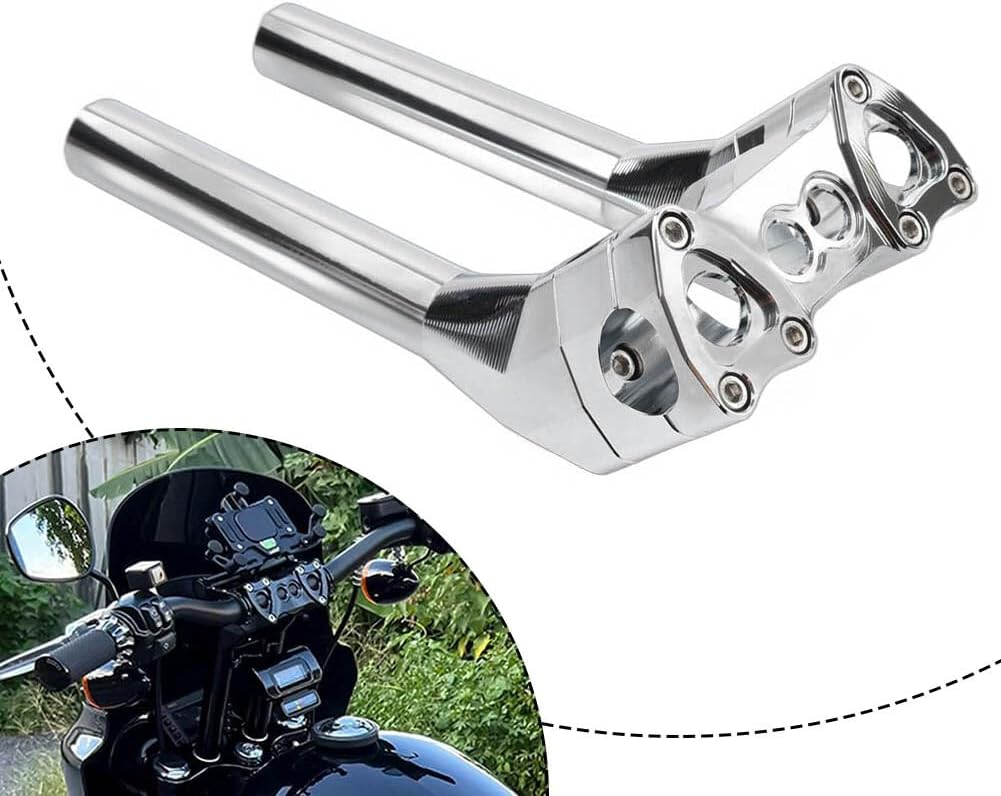 ya 11 9.14 baidiChrome 10 inch Tall Handlebar Risers Pullback 1.5 for Harley 1-1/8'' Clamp
