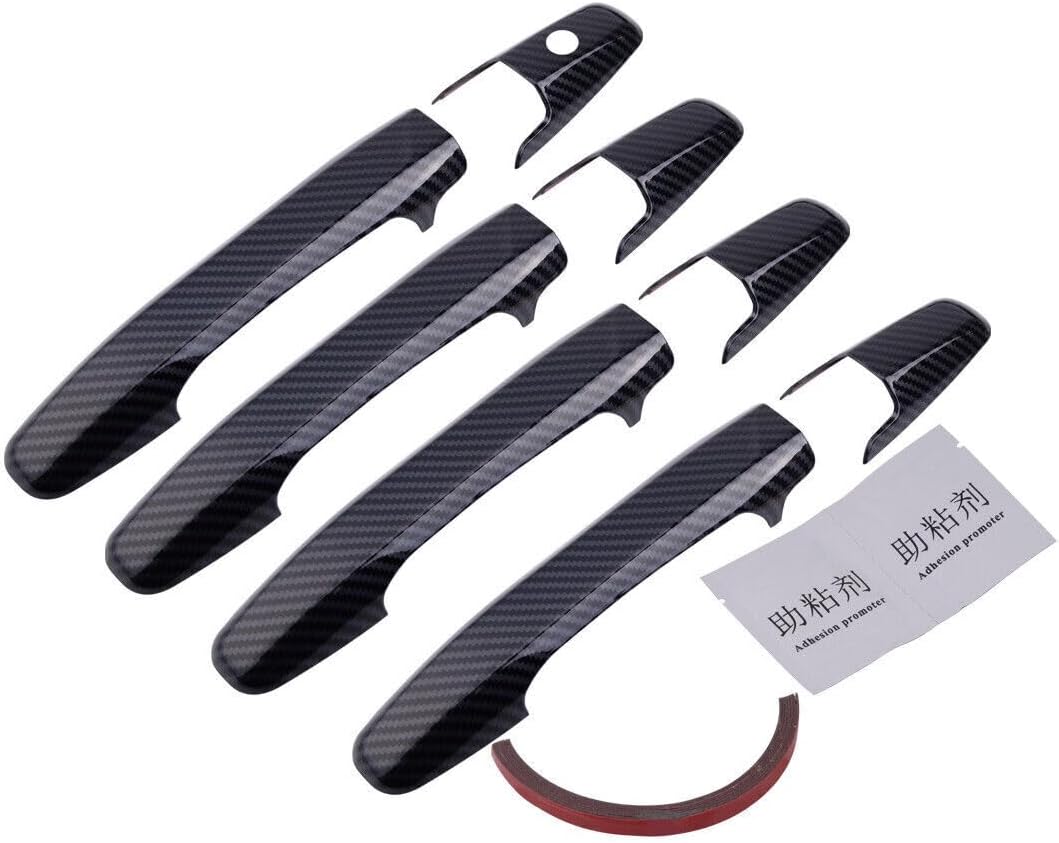ya 2 8.15 8pcs/Set Carbon Fiber ABS Door Handle Cover Trim Black Fits for Honda Civic 06-11