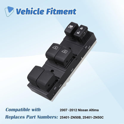 ya 5 8.10 Main Power Window Switch for Nissan for Altima Sedan 4Door 2007-2012 25401-ZN50C