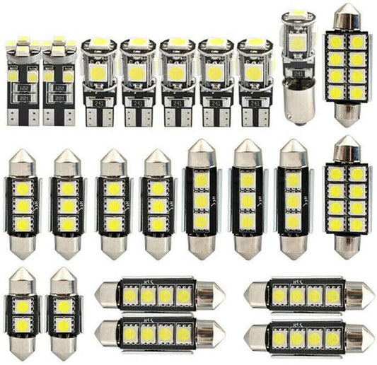 ya 4 8.14 23 Pack LED White Car Bulbs Interior Map Dome Trunk License Plate Light Kit @