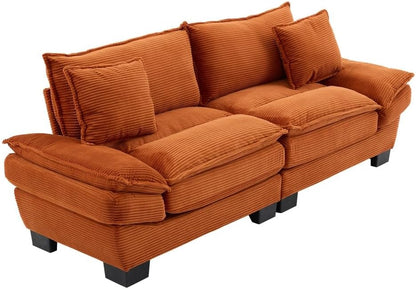 ya 28 10.13 baidi Corduroy Sofa Sleeper Loveseat Orange - Comfy Upholstered Deep Seat w/Pillo