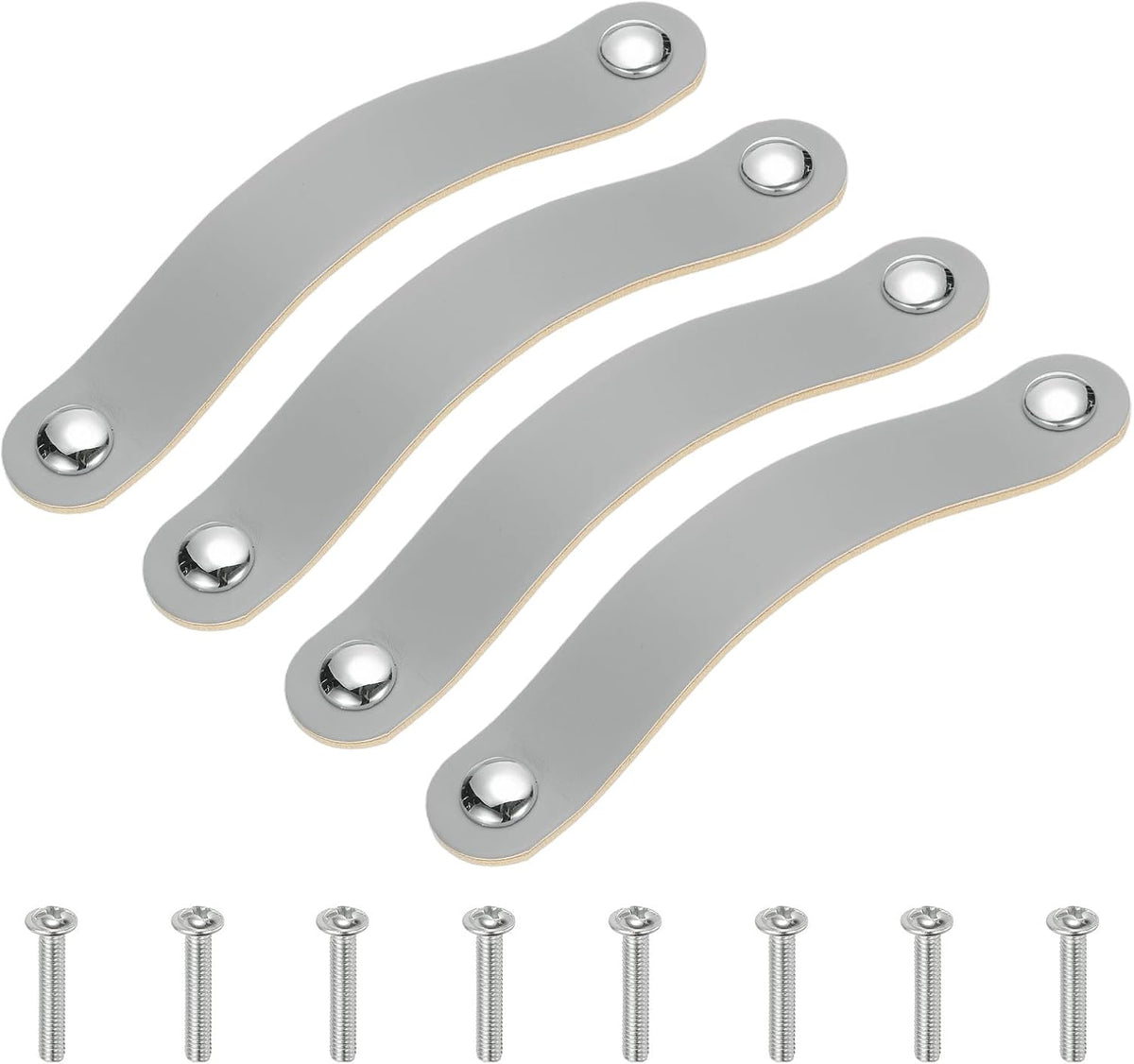 ya 26 10.21 baidi 4 Pcs Leather Drawer Pull Double Hole Leather Handle with Screws Gray