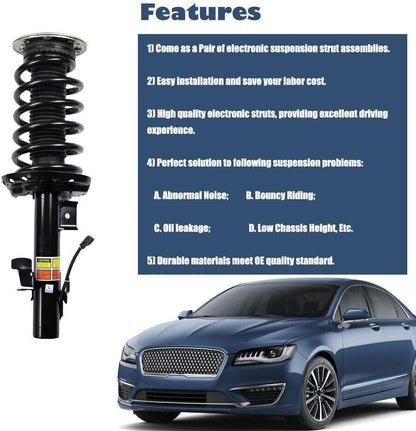 ya 12 10.8 baidi 2X Fit for Range Rover Evoque 2012-2019 FRONT Shock Absorber Struts w/Electric