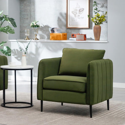 ya 28 10.13 baidi Green Accent for Living Room,Velvet Mid-Century Modern,1 Pillow+Metal Legs