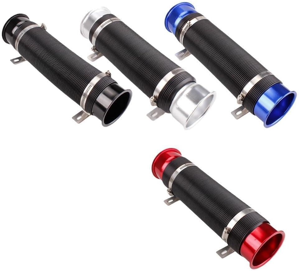 ya 10 9.16 baidi Inch 76mm Flexible Car Cold Air Intake Hose Filter Tube Telescopic Tube Silver -