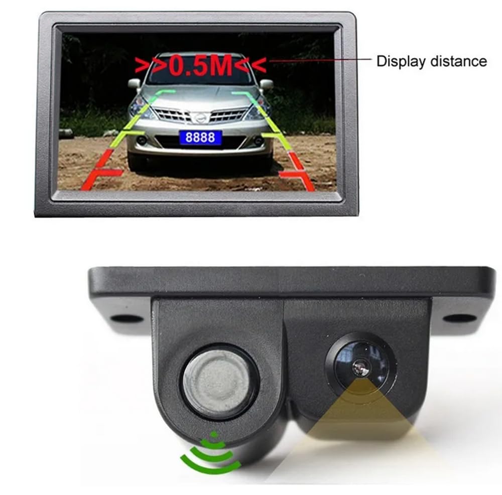 ya 4 8.8 2-in-1 car Reverse Parking Radar Sensor, Rearview Backup Camera kit, Waterproof