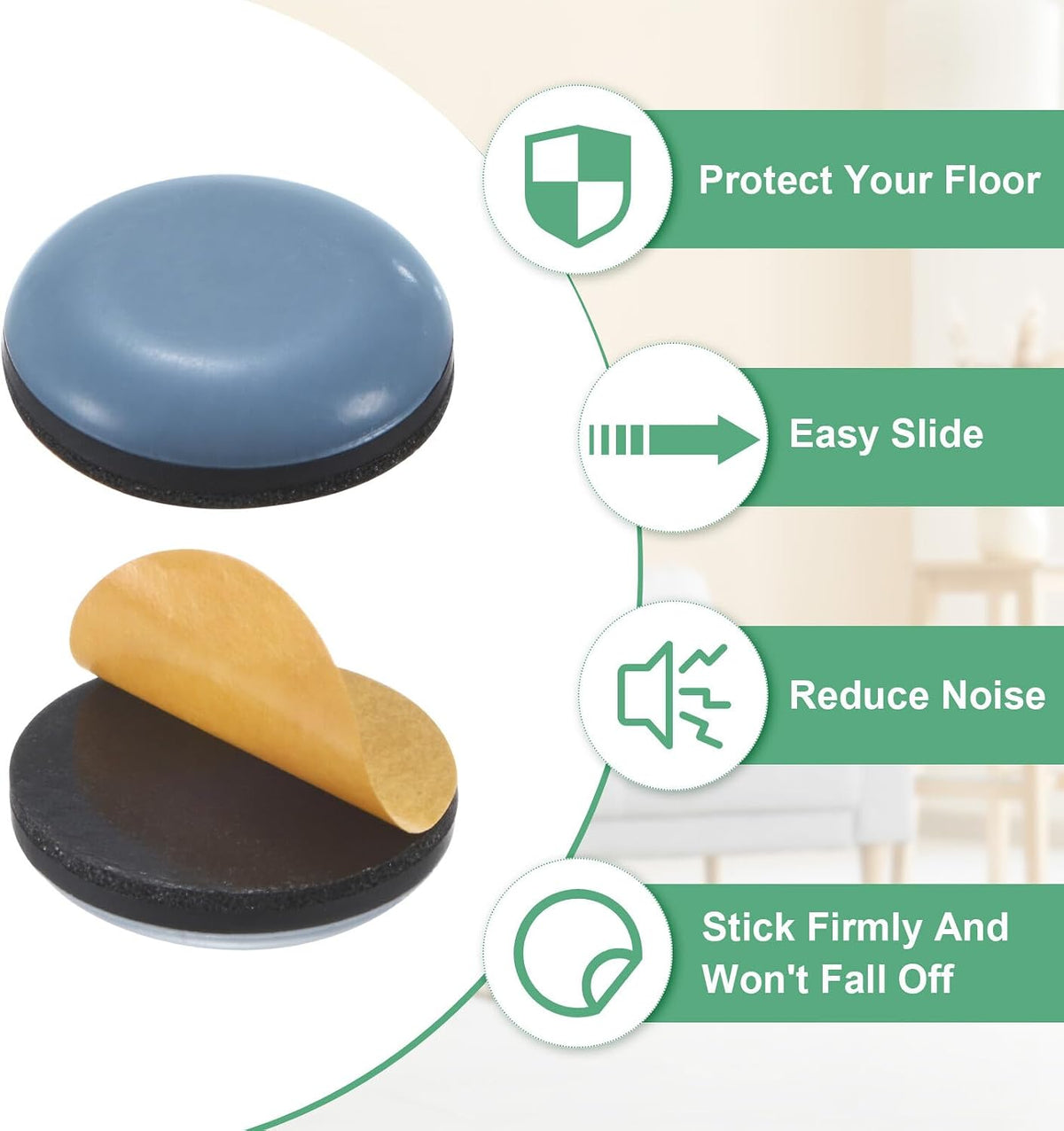 ya 26 10.21 baidi 20-Pack Furniture Sliders, 3/4 Diameter PTFE Self-Adhesive Glides [Grey]