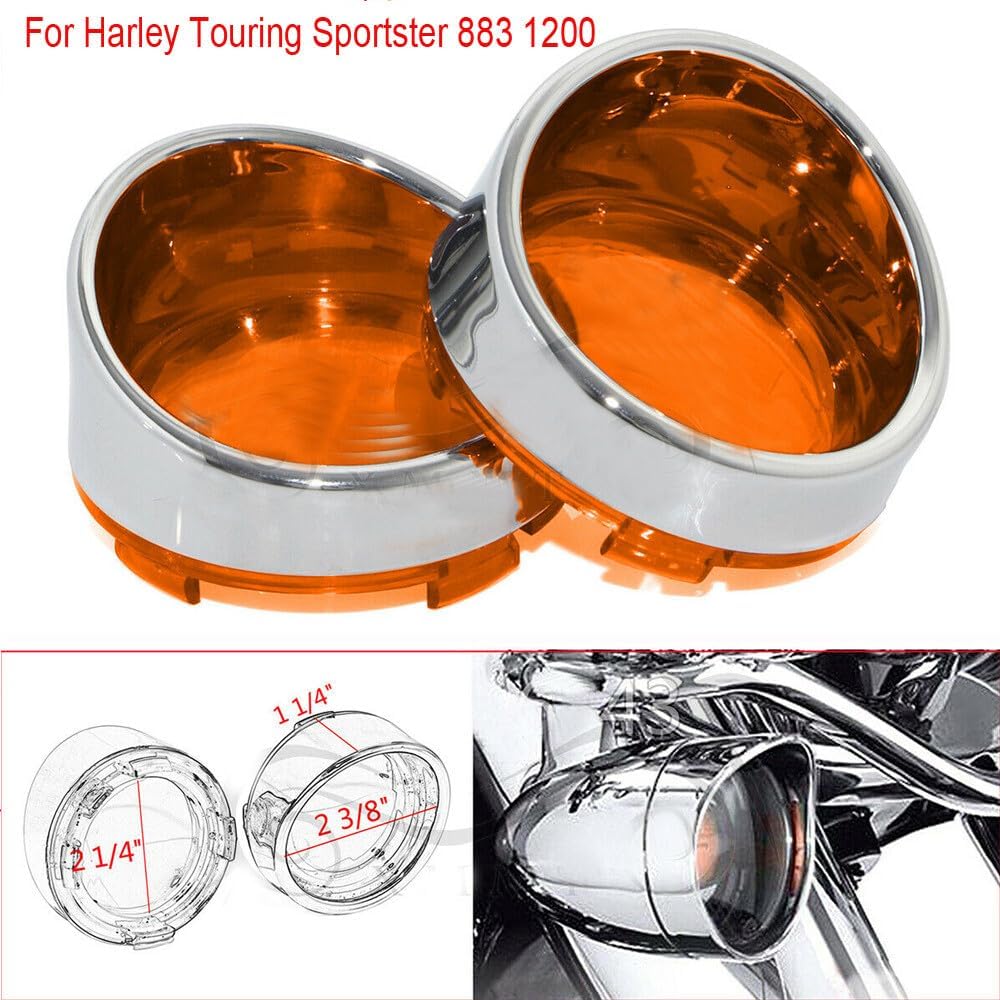 ya 2 8.15 for Harley Sportster Softail Dyna Turn Signal Light Amber Len Cover Bezels Visor