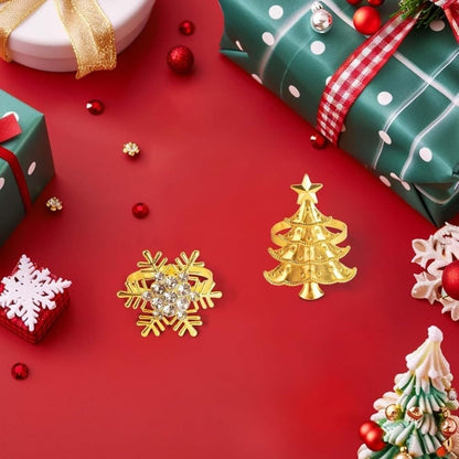 ya 14 9.20 baidi Set of 12 Napkin Rings Alloy Tree and Snowflake for Holiday Table Use-1