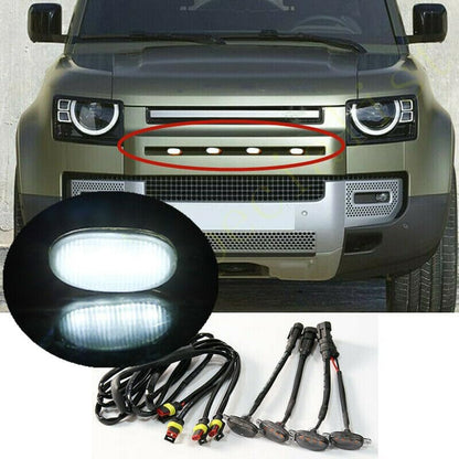 ya 4 8.14 Smoked Front Grille LED Lights Raptor Style DRL for Land Rover Defender 2020-2023