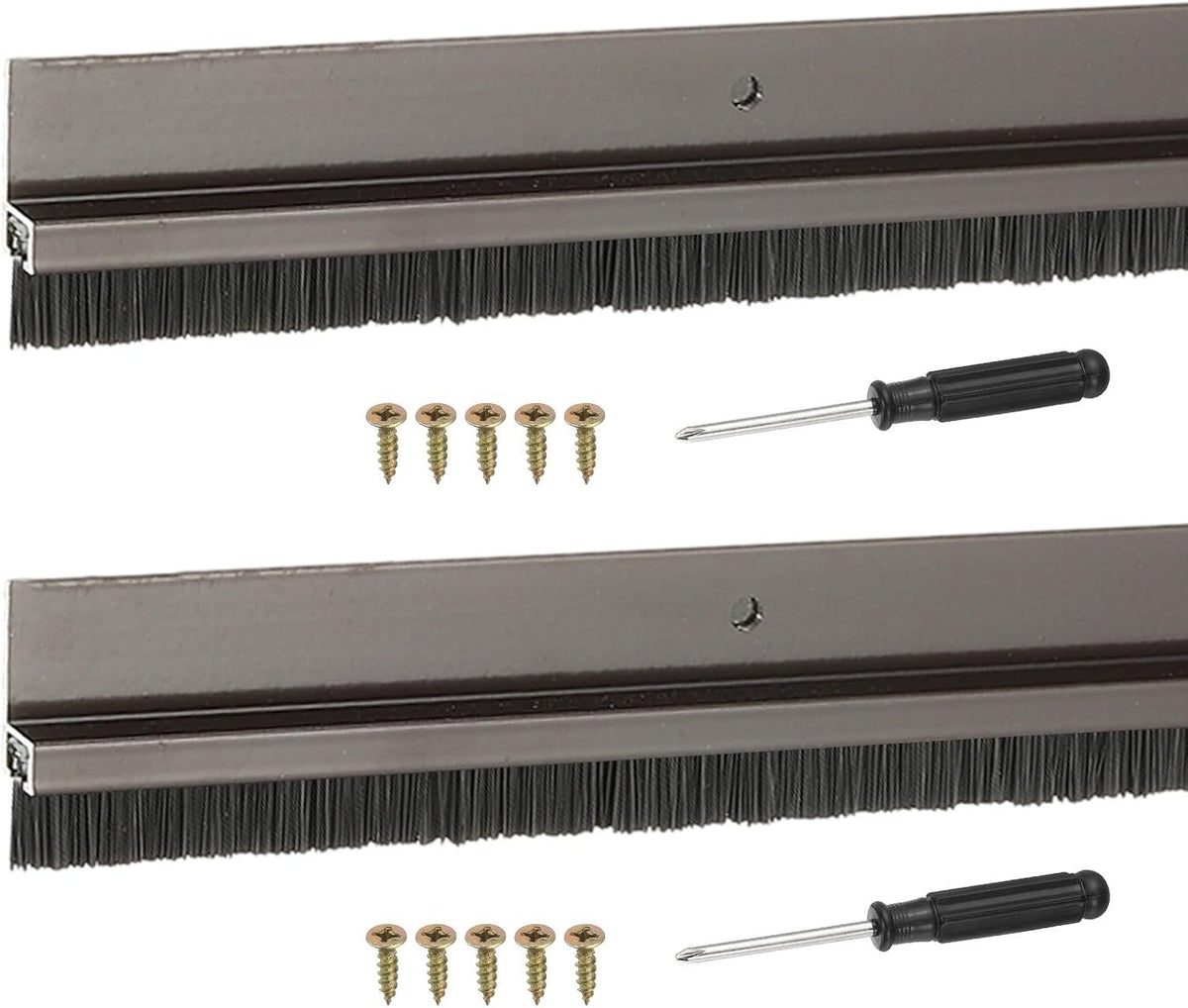 ya 26 10.21 baidi Door Sweep Brush Sweeps 0.4 Black PP Brush 39L x 1.4W -H-Shape(2 Pcs, Brown)