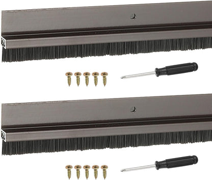 ya 26 10.21 baidi Door Sweep Brush Sweeps 0.4 Black PP Brush 39L x 1.4W -H-Shape(2 Pcs, Brown)