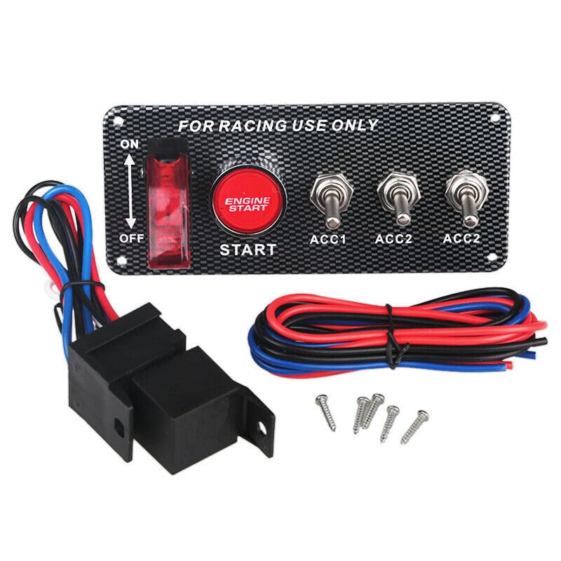 ya 3 8.24 baidi 12V Multifunctio Button LED Ignition Panel Engine Start Push Button Carbon Fiber
