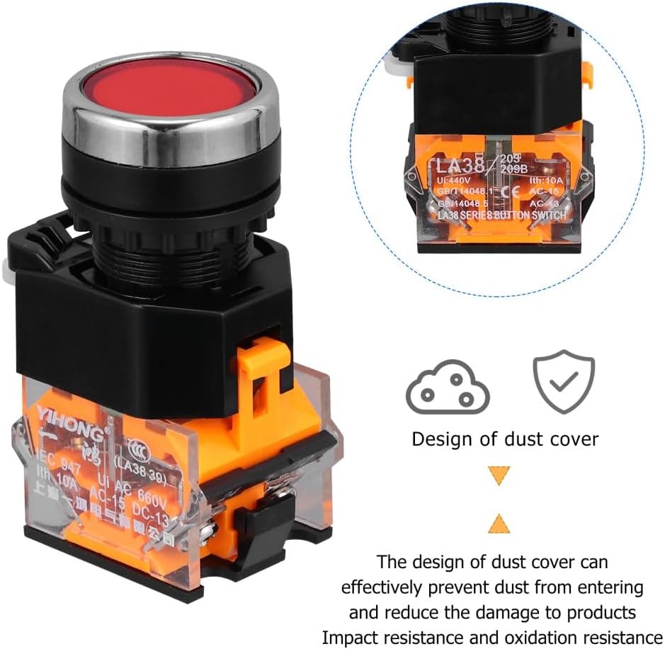 ya 13 9.15 baidi 3 Pcs Momentary Push Button Switch, Pushbutton, Panel Cutout Self-reset or off