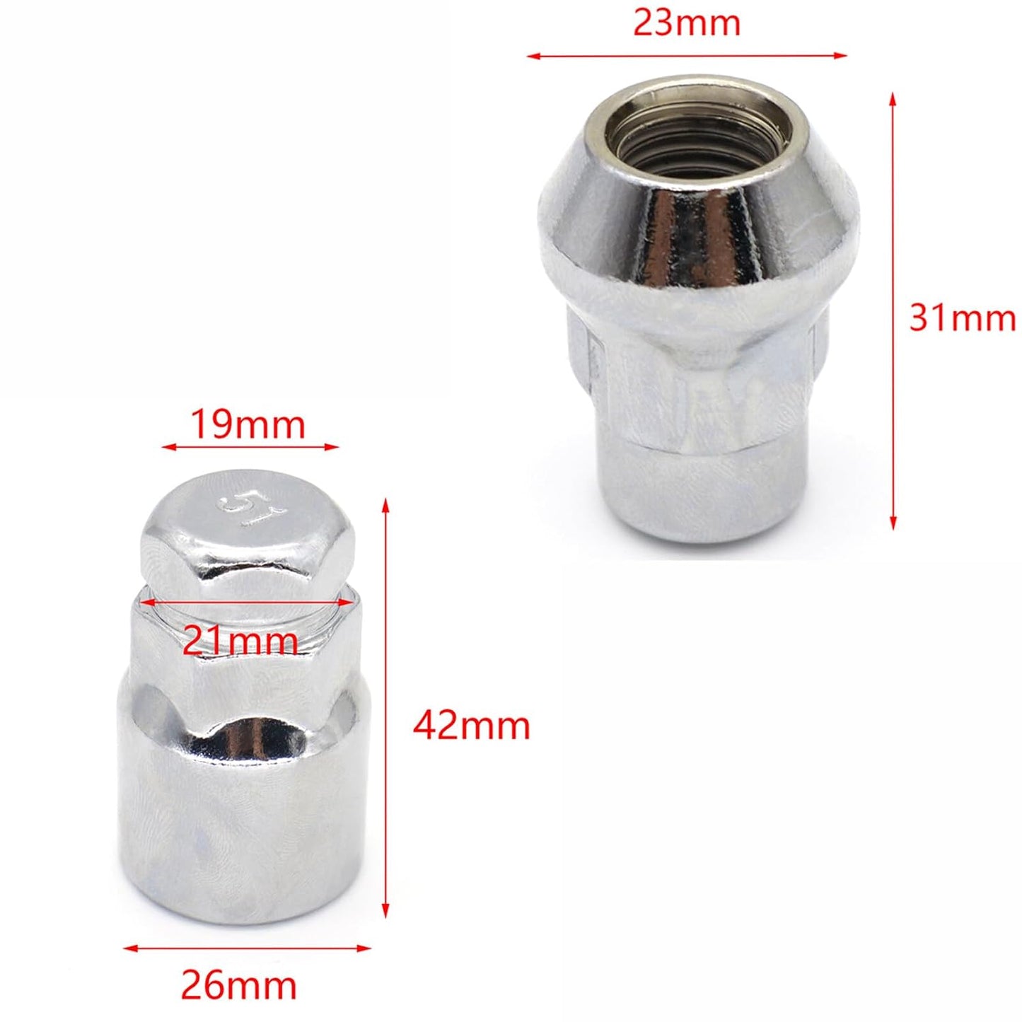 ya 5 8.10 4X Car M12 X 1.5 Locking Wheel Nuts Tapered for SEAT & Key for Ford Fiesta 1971-2023