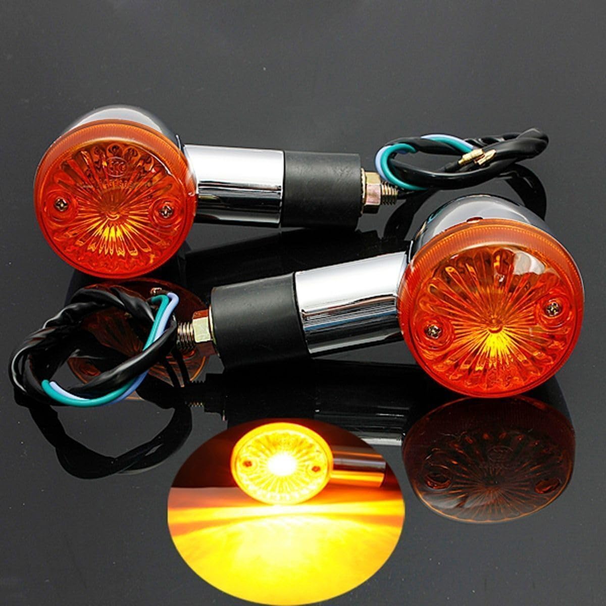 ya 4 8.14 Paar Motorcycle Turn Signal Flashing Light Black Amber for Yamaha for Kawasaki for Honda 