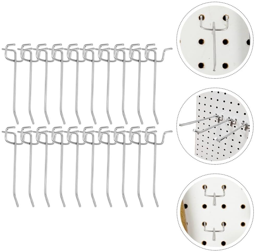 ya 26 10.21 baidi 20 Pcs Hook Nail Board J Hooks for Peg Boards Pegboard Hanging Tools
