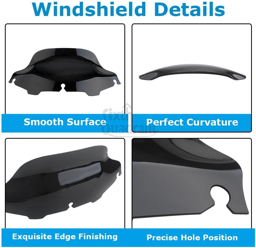 ya 23 10.7 baidi 8 Wave Black Windshield Windscreen for Harley Touring Electra Glide FLHT 96-13a