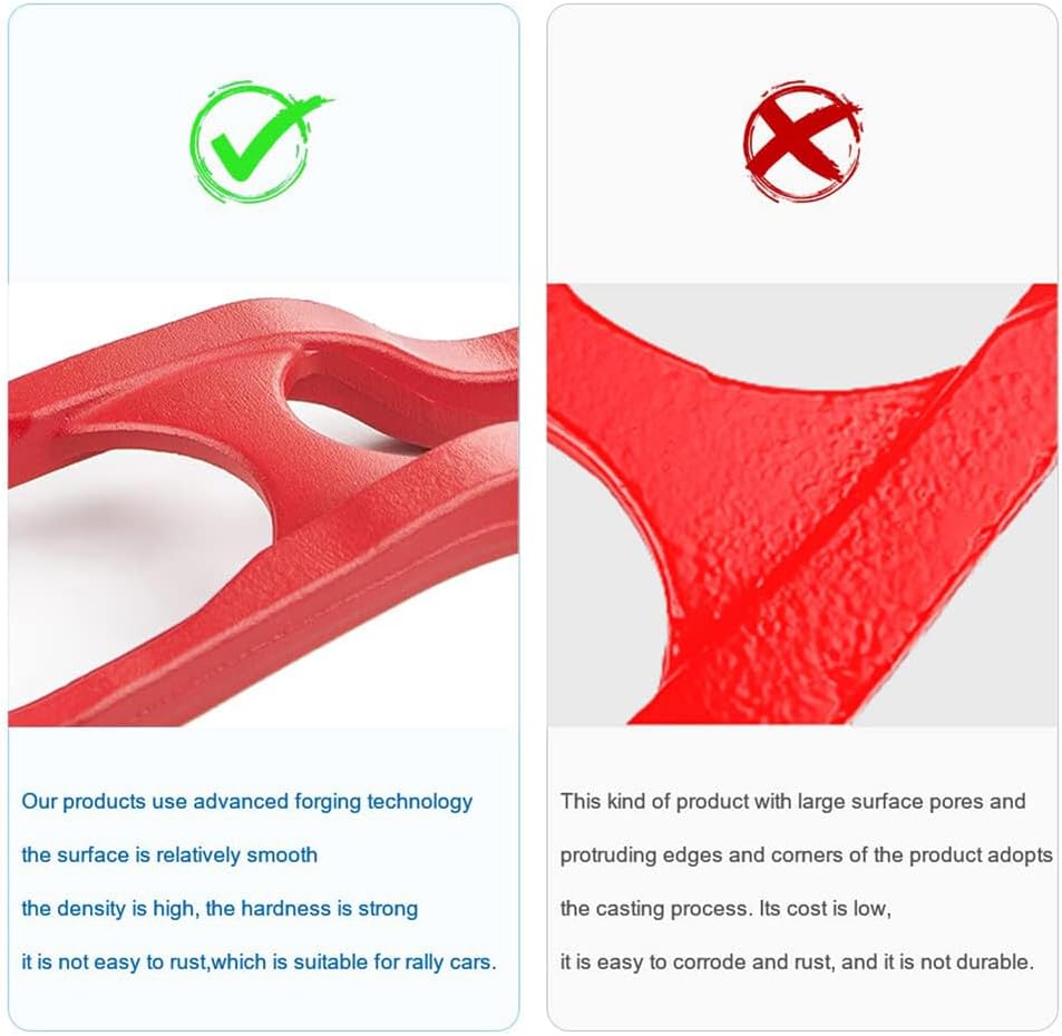 ya 4 8.8.2 Front LH & RH Red Tow Hooks w/Hardware for 2019-2022 for Ram 1500 DT Heavy Duty