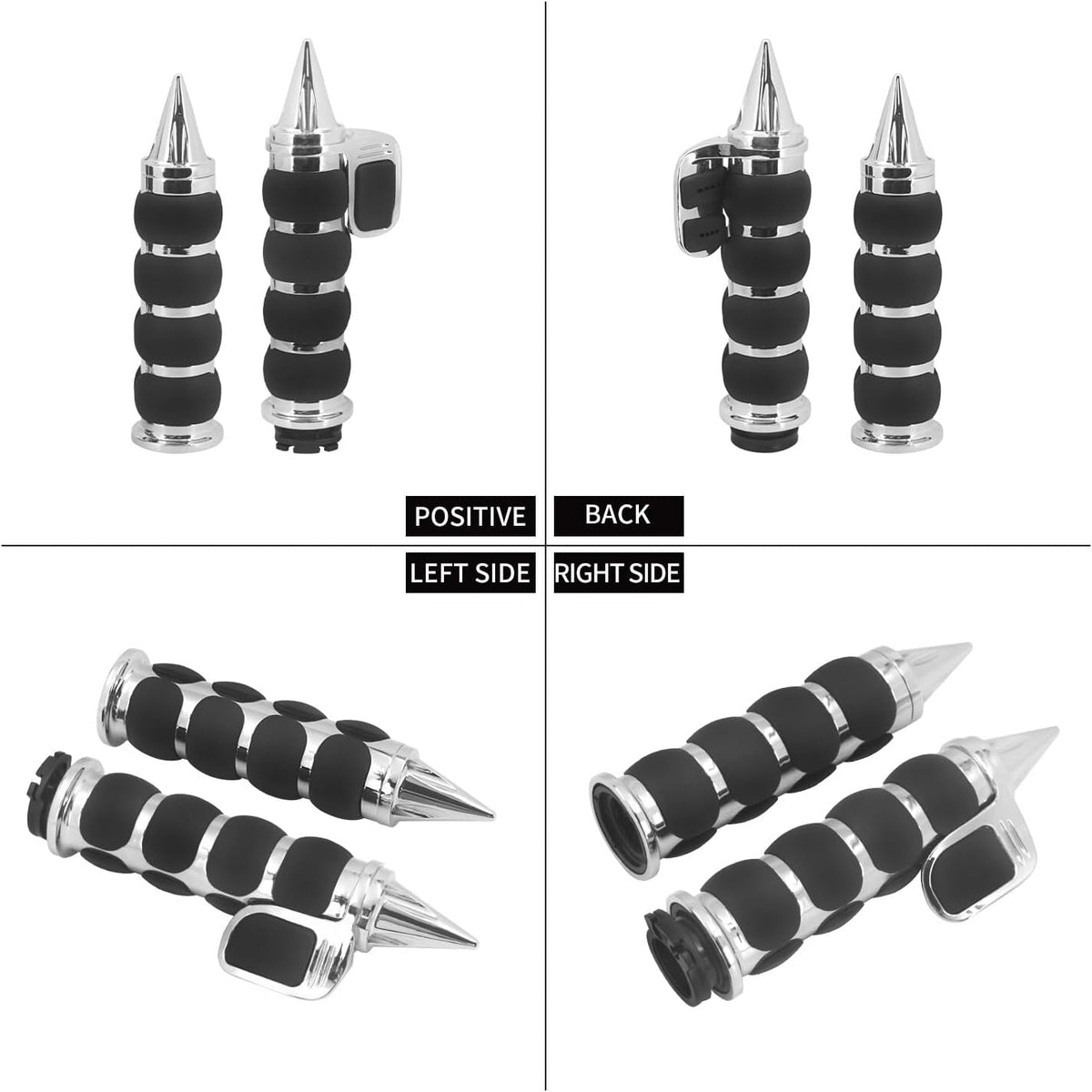ya 11 9.14 baidiChrome 1 Non-Slip Rubber Spike Hand Grips Fits for Harley for Honda for Yamaha for Kawasaki