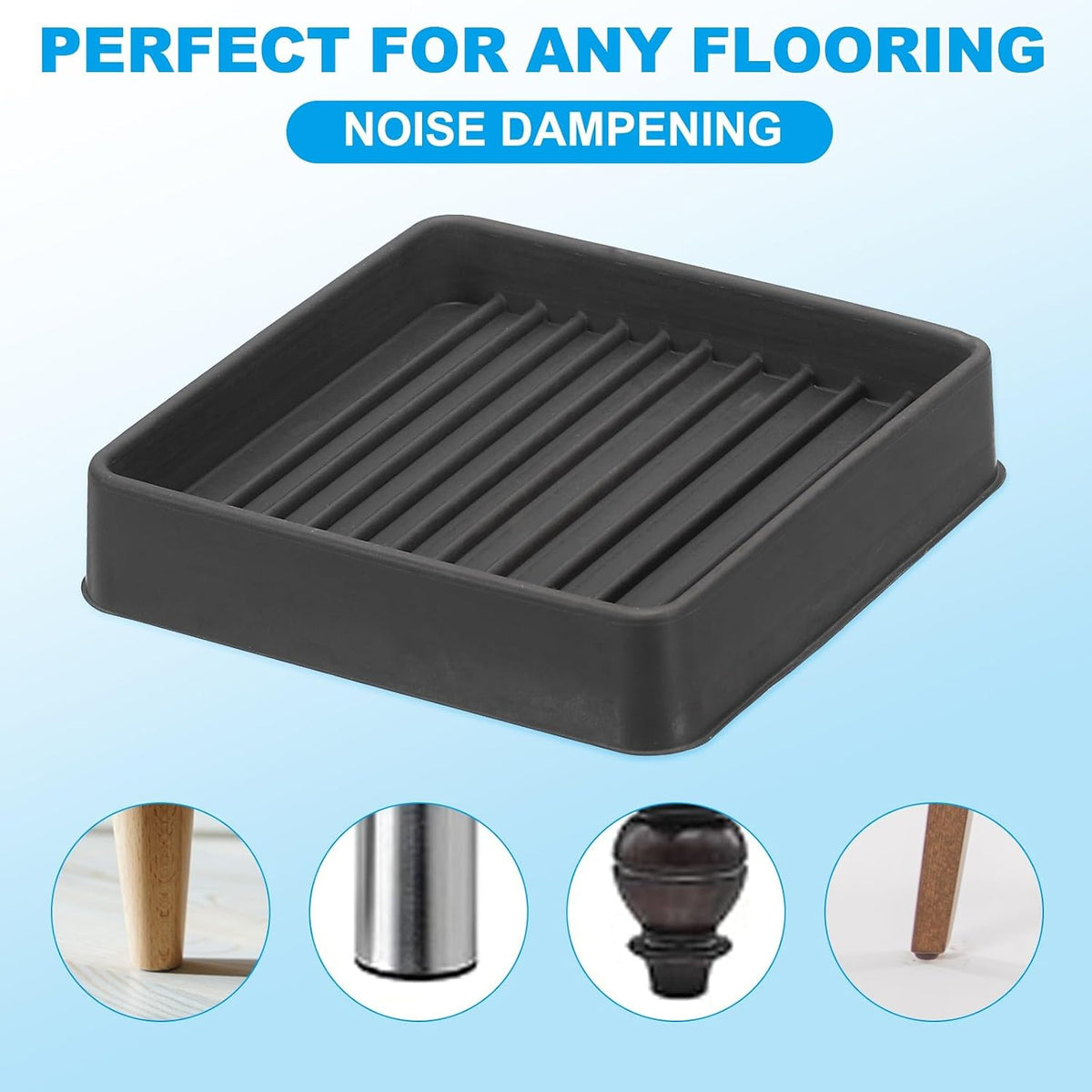 ya 26 10.21 baidi 4 Pack Square Rubber Furniture Pads 2.5x2.5 for Furniture Feet, Black