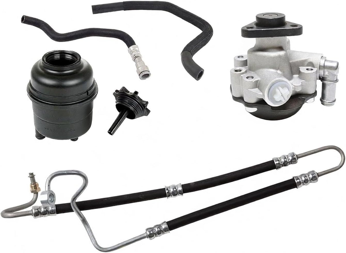 ya 28 10.13 zhengce Power Steering Pump + Hose + Reservoir with Cover kit for BMW E46 325i 3