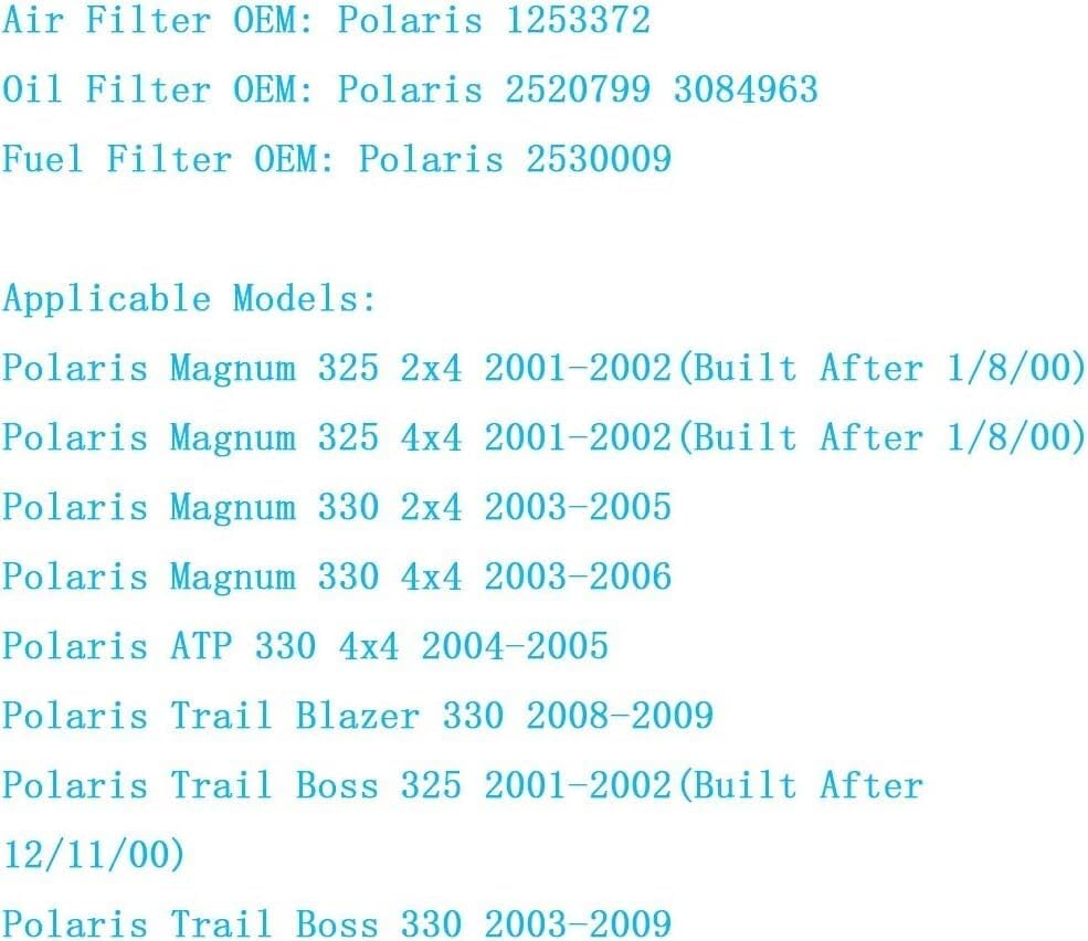 ya 23 10.7 baidi 1253372 Air Filter for Polaris Magnum 325 330 ATP 330 Trail Blazer 330 Trail