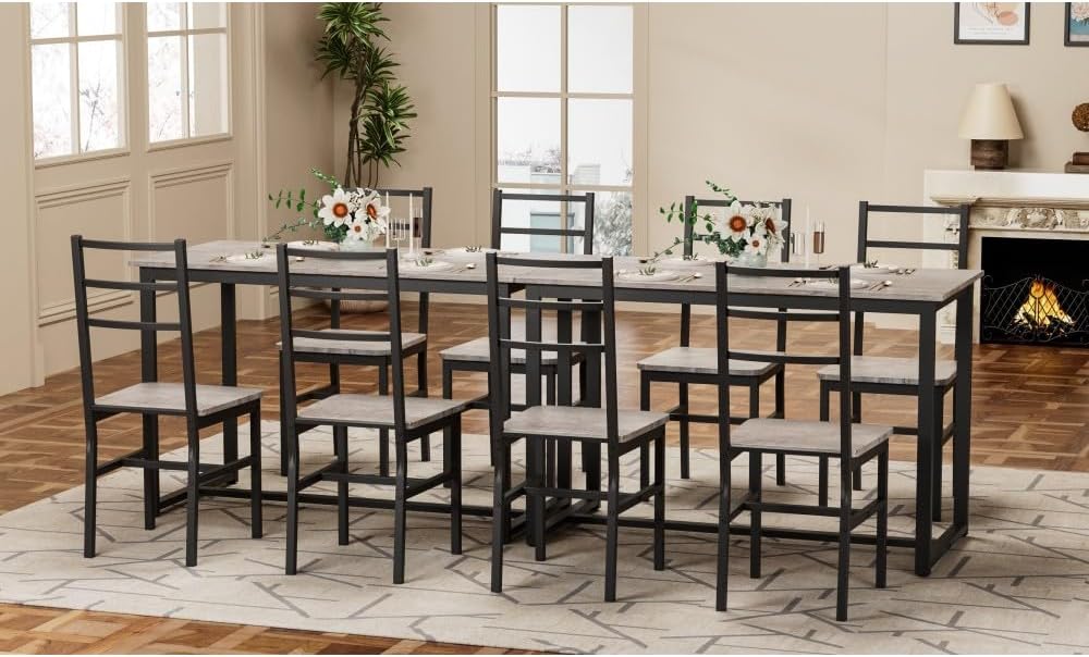 ya 28 10.13 baidi 5-Piece Gray Mid-Century Dining Set,4 Chairs for Kitchen/Dining Room