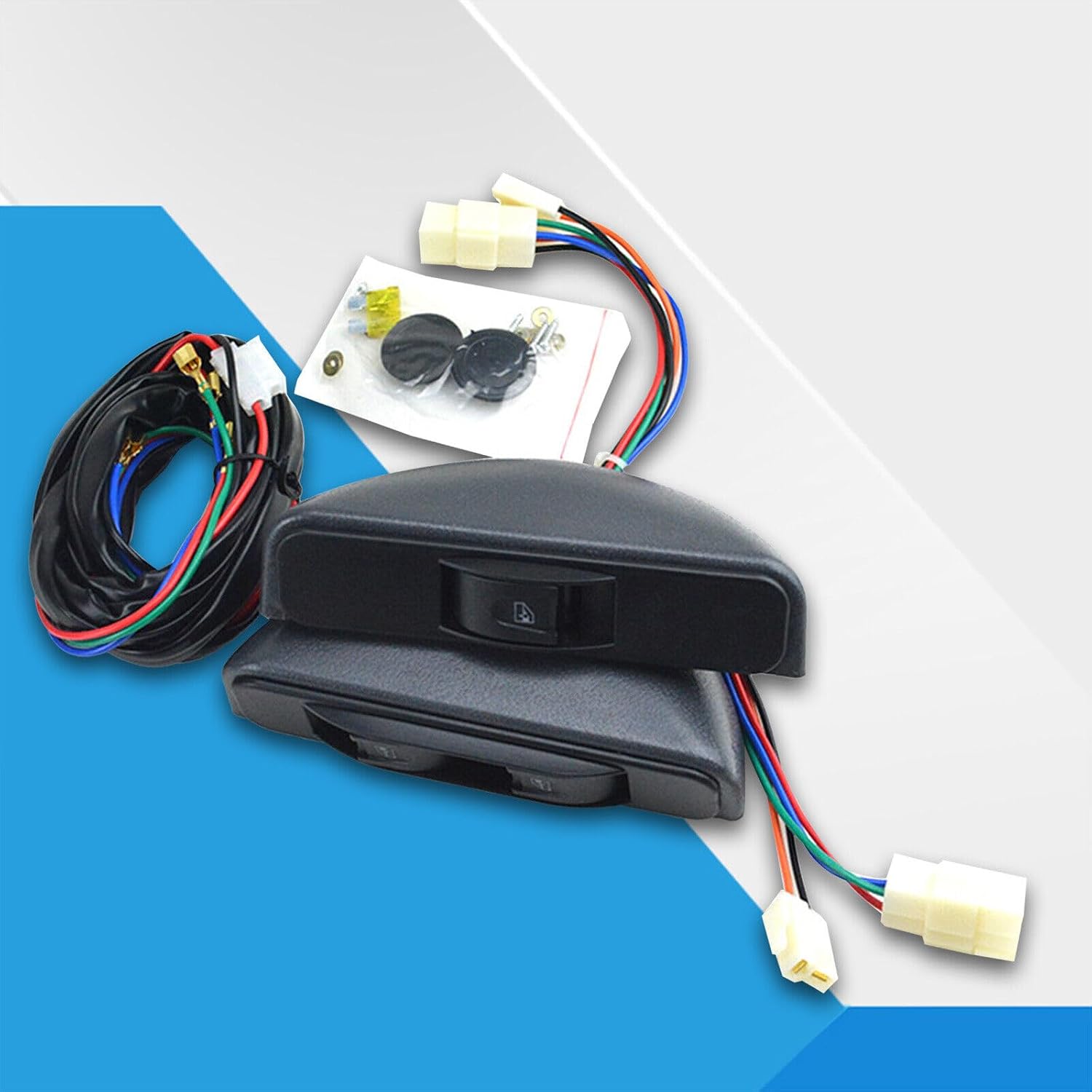 ya 4 8.8 New Universal 3 Rocker Switch Kit Door Lock Power Window for Front 2 Doors 12V