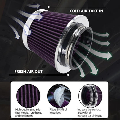 ya 13 9.15 baidi Cold Air Intake High Flow Per for MAN ce Purple Air Filter 3/3.5/4 Inlet 5 Tall