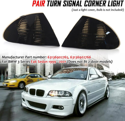 ya 6 8.14 Smoke Turn Signal Corner Light Lamp Left+Right For 99-01 for BMW E46 3-Series Sedan