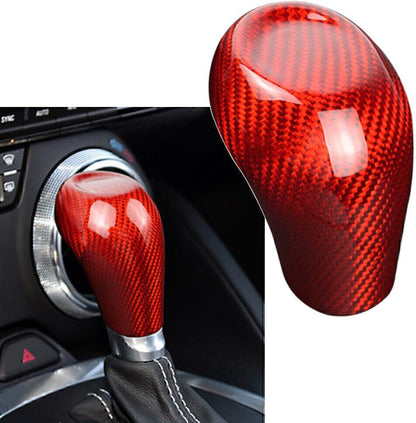 ya 4 8.14 Gear Shift Knob Cover Trim Decor Red Carbon Fiber for Chevrolet Camaro 2016-2020