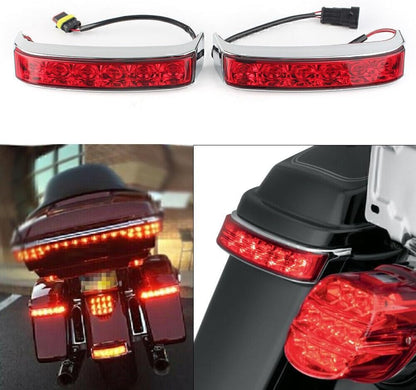ya 10 9.16 zhengce For Harley 2014-2019 2x LED Saddlebag Brake Taillight Chrome Housing/Red Le