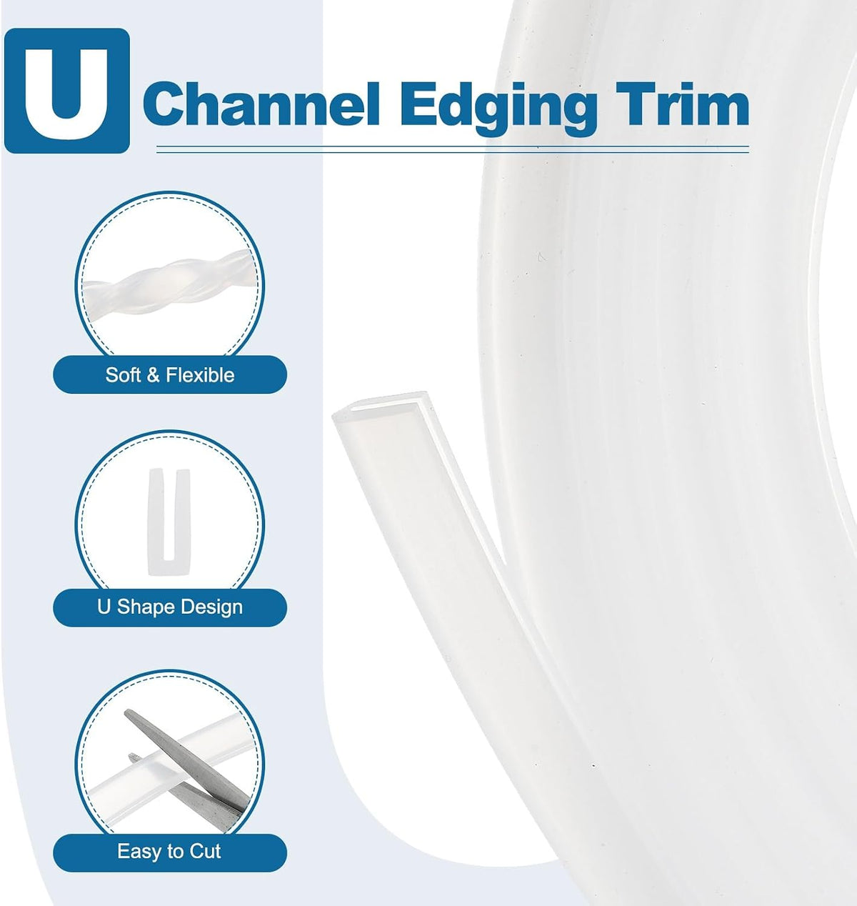 ya 26 10.21 baidi U Channel Edging Trim, 26.2 ft 0.39Wx0.08Tx0.18H Sheet Ed Guard Protector
