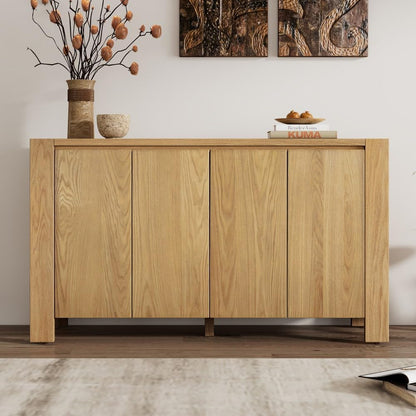 ya 28 10.13 baidi Buffet Cabinet - 4- Retro Wood Sideboard, Adjustable Shelves Natural