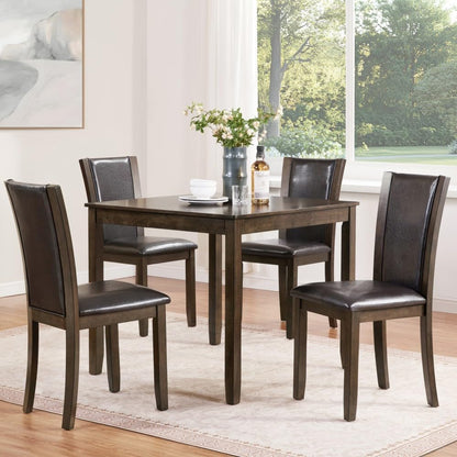 ya 28 10.13 baidi 5-Piece Wooden Dining Table Set Chairs for Dining Room/Kitchen, Dark Walnut