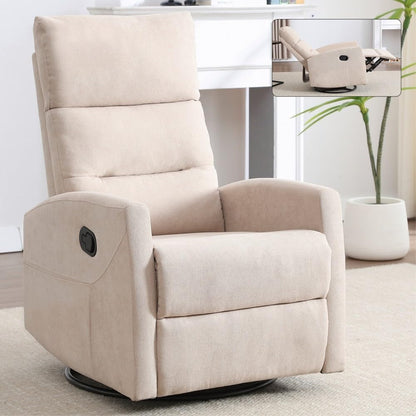 ya 28 10.13 baidi Beige Manual Recliner Rocker Swivel in Fabric for Living Room
