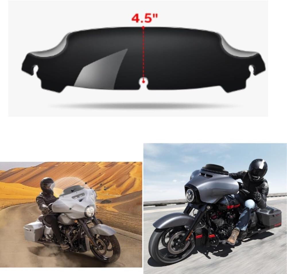 ya 23 10.7 baidi 4.5-inch black motorcycle wave windshield suitable for Harley Touring Glide 2014-2023 21-