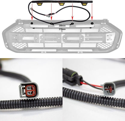 ya 12 10.31 Grille Light Kit for Ford Ranger 2019-23 Amber LED Light Bar Raptor Style 3 LED
