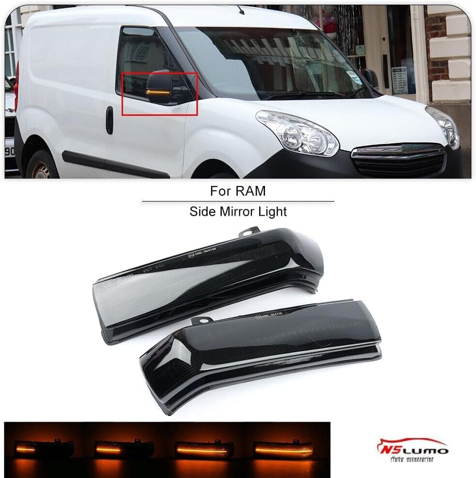 ya 14 9.20 zhengce For 15-22 for Ram PROMASTER CITY Sequential Amber LED Side Mirror Lights S-1