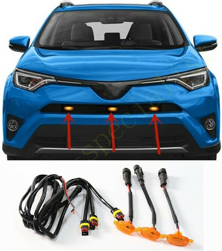 ya 7 8.24 baidi for Toyota RAV4 2016-2018 Front Grille LED Light Raptor Style Grill Cover 3Pcs